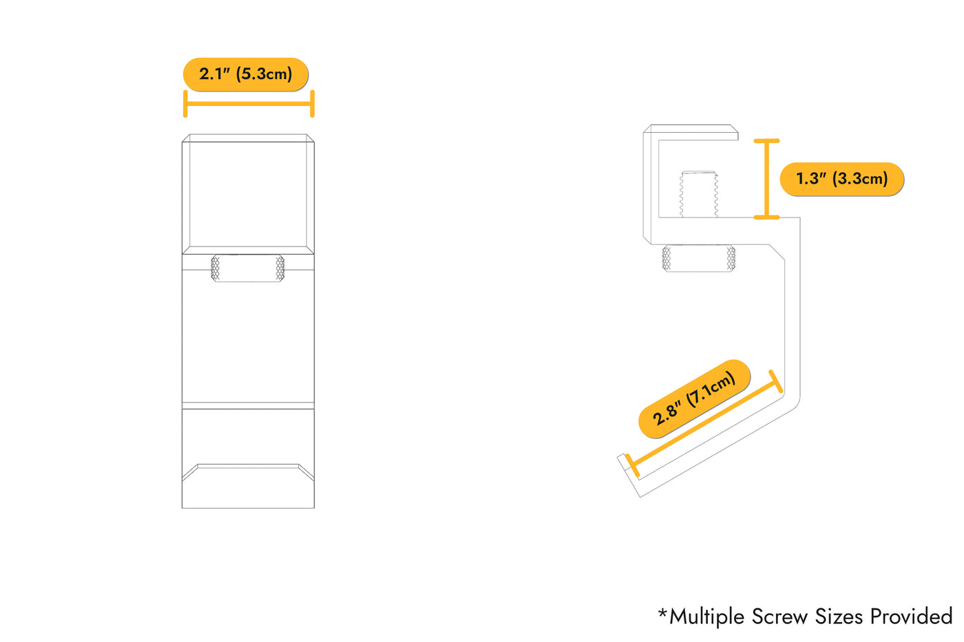 Desk Edge Controller Mount dimensions