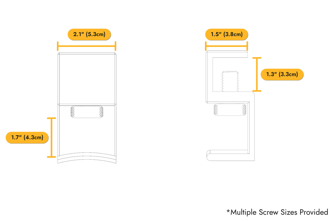 Desk Edge Headphone Hanger dimensions