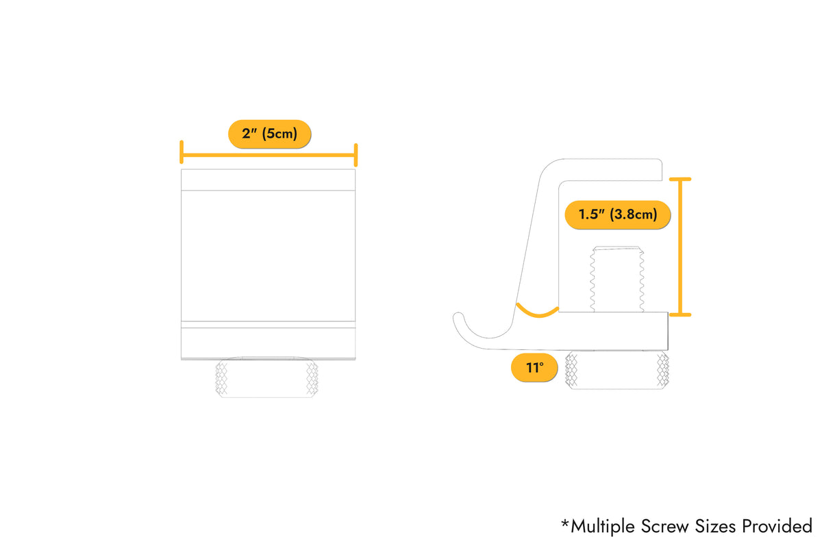 Desk Edge Phone Mount dimensions