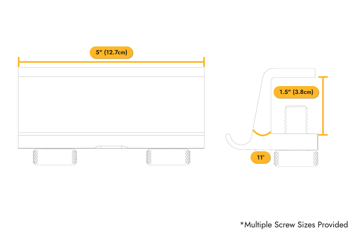 Desk Edge Tablet Mount dimensions