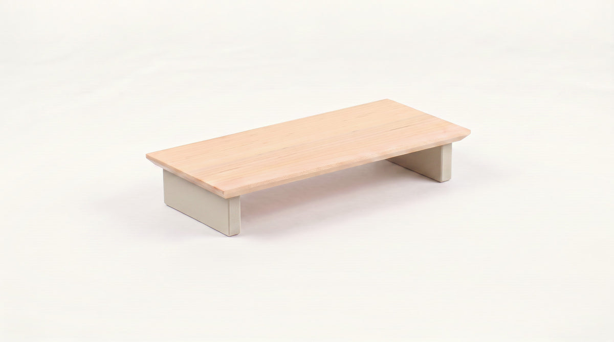 Single monitor riser in Maple with Flat legs in Bone White